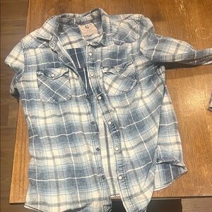 Vintage Blue Plaid Button-Down Shirt for Men